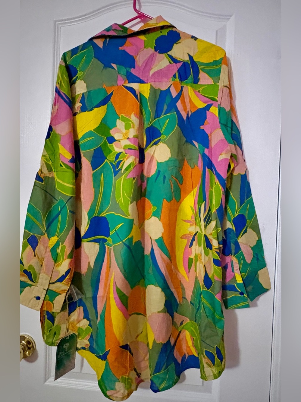 Vibrant Multicolor Floral Swim Coverup Shirt - Picture 2 of 5